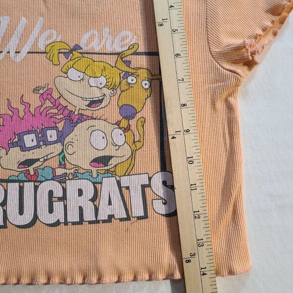 Nickelodeon Rugrats Girls Crop Tee M 7/8 Ribbed Graphic Scallop Hem Shirt - Picture 3 of 5